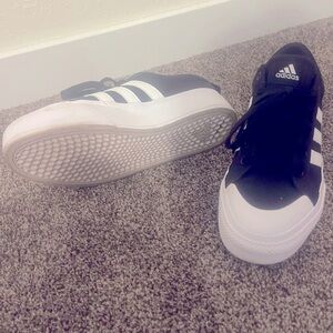 Adidas platform shoes black and white